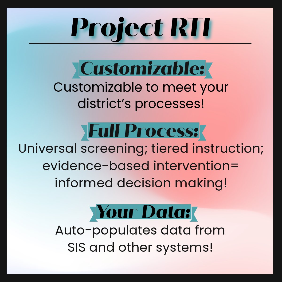 theproject_edu's tweet image. #ProjectRTI facilitates decision-making through performance trend analysis. It centralizes student data &amp;amp; provides tools for monitoring goals, sending alerts, and generating parent letters. We&apos;re ready to show you what this tool can do for you! #EdTech
shorturl.at/J5BQO