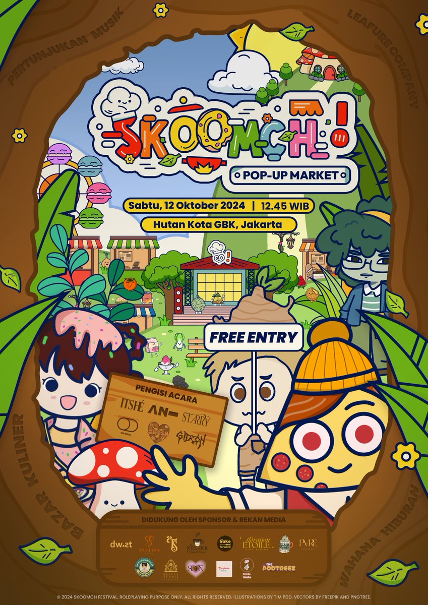 ⠀

🌟 Pada setiap hidangan, terselip kisah petualangan; sebuah festival kuliner, ruang bebas bagi khalayak untuk jelajahi keajaiban SKOOMCHLAND yang tersaji dalam sepiring penuh cita rasa. 

SKOOMCH! Pop-up Market. 🧑‍🍳
Temukan Keunggulan di Setiap Cita Rasa!
#SKOOMCHEERS

⠀