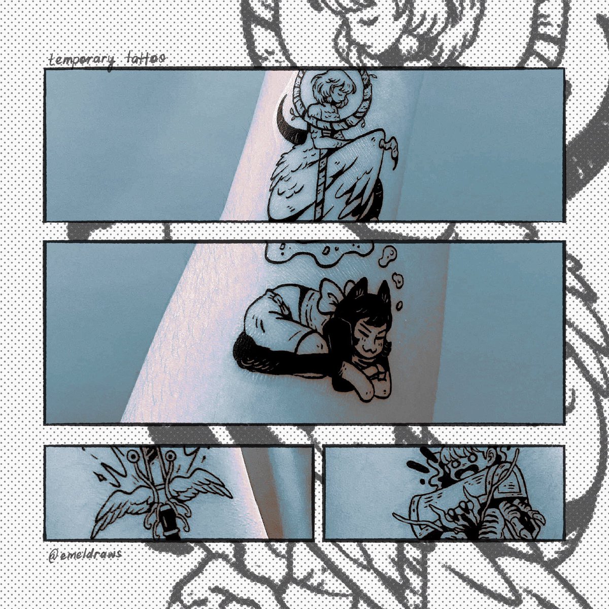 Preview of my dungeon meshi temporary tattoos 🗡️🍛 