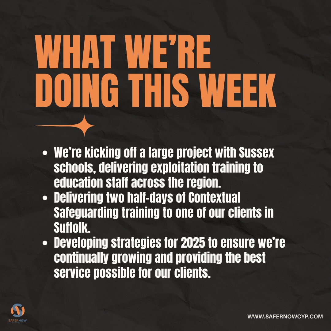 Here's what we're up to this week at SaferNow!

As always, if you're interested in any of our services, drop us an email at info@safernowcyp.com