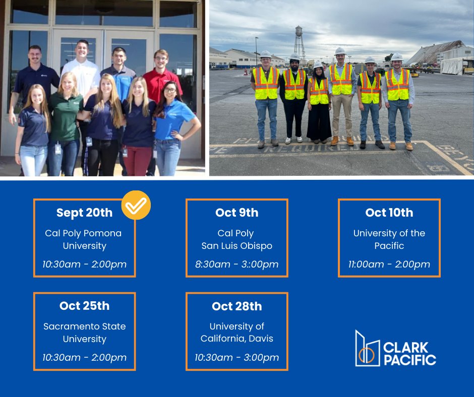 Our College Campus Tour is on the road! 🛣️
Don't miss the chance to meet our team and explore career opportunities at a campus near you. We can't wait to meet you all! 

#calpolySLO #UoP #SacState #UCDavis #engineeringstudents #collegecareerfairs