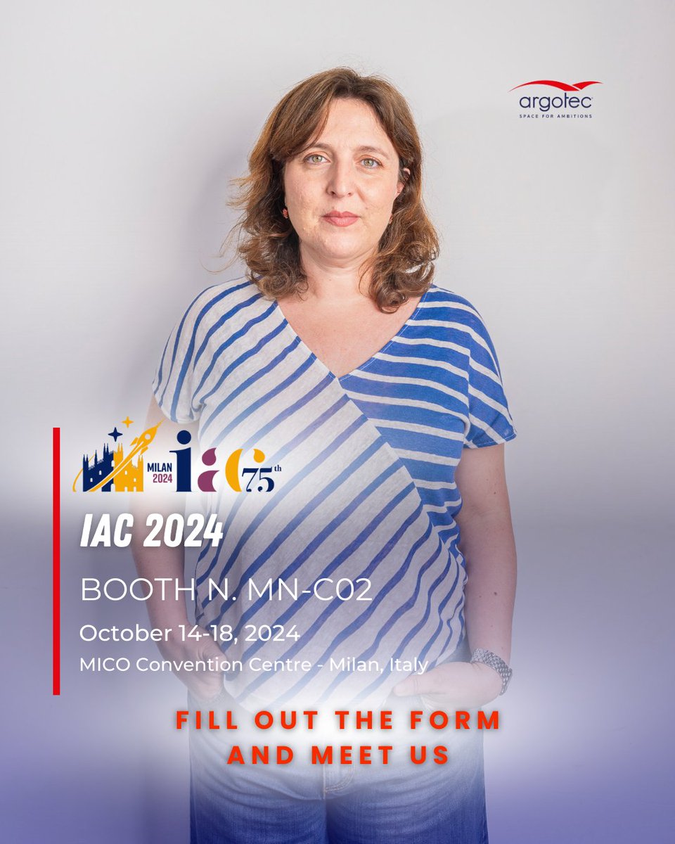 Argotec_Space's tweet photo. Engage with Argotec at IAC 2024 🚀
Join us in Milan from October 14-18 to discover the future of space technology. Connect with our experts and learn more about our cutting-edge innovations. 🛰️
Register here: https://t.co/VGM6PGh70v
#Argotec #IAC2024 #SpaceExploration #Innovation #Satellite