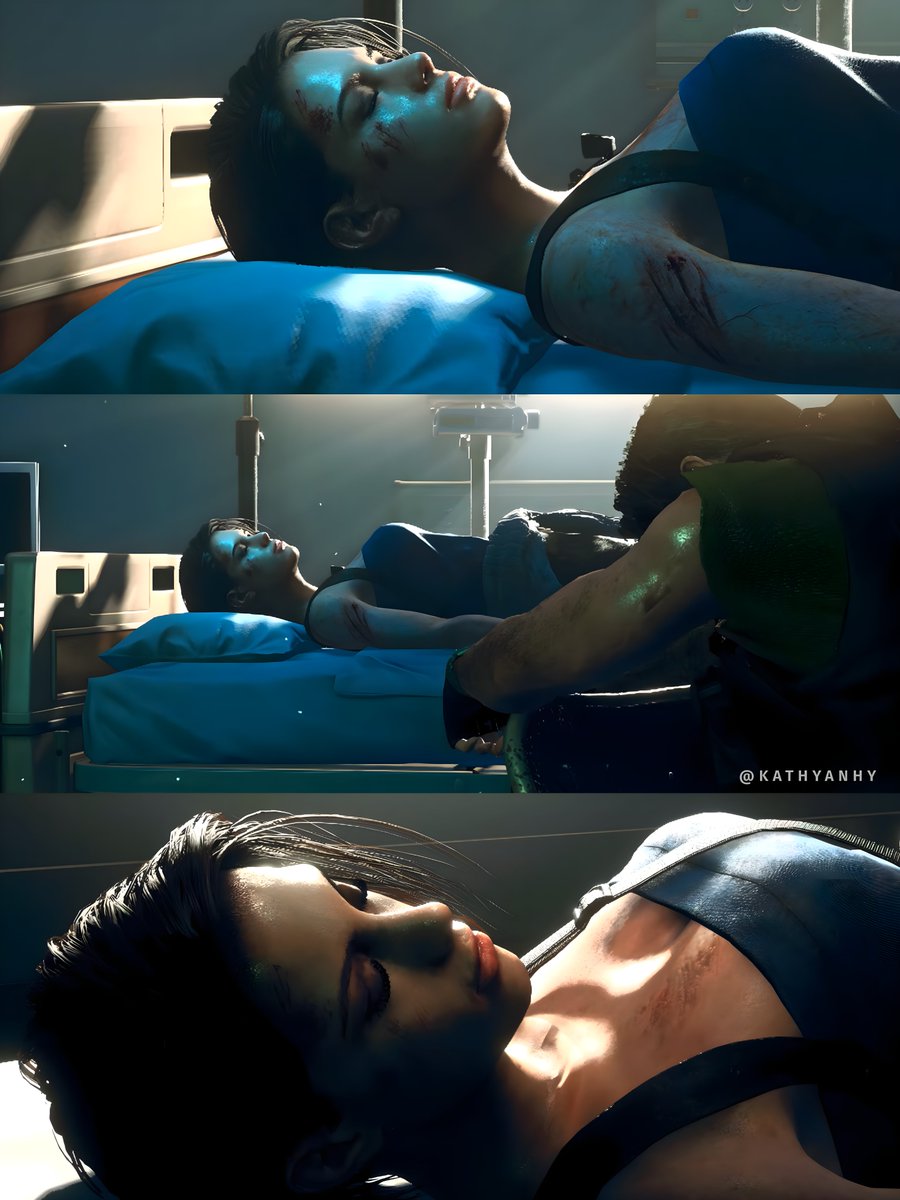 kathyanhy's tweet image. Raccoon City | September 30, 1998, Carlos injects the antidote to Jill, who is still unconscious from the T-virus.

#JillValentine #ResidentEvil #REBHFun #RE3Remake