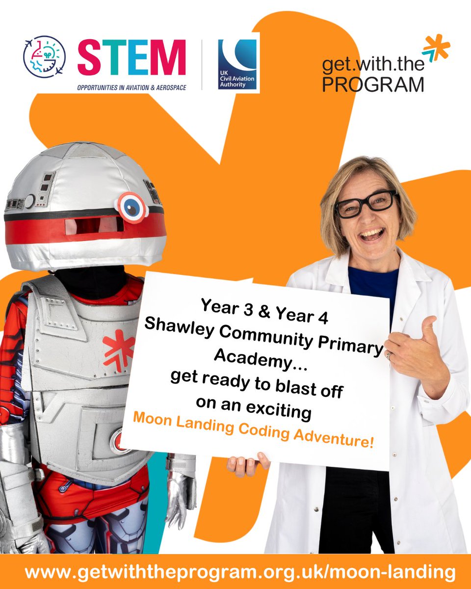 gwtp_uk's tweet photo. Wow! What a busy day for our #MoonLanding #CodingAdventure 🌘
Year 3 & Year 4 children (ages 7-9) from @ShawleyPrimary are going on an exciting #MoonLanding #CodingAdventure thanks to the generous support of the @UK_CAA STEM Programme! 🚀
We can't wait to hear all about it! https://t.co/R8TsVIHG7i