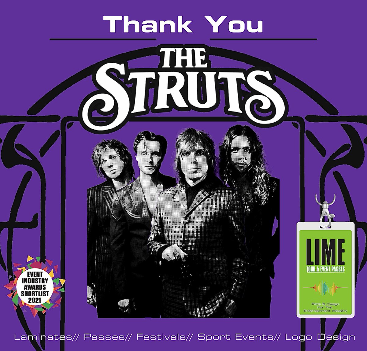 Delighted to have supplied the meet &amp; greet passes plus a very cool commemorative very limited edition ticket for <a href="/TheStruts/">The Struts</a> European tour #pass #backstage #live #tour #european #thestruts #struts #thegranduniontour #meetandgreet #purple