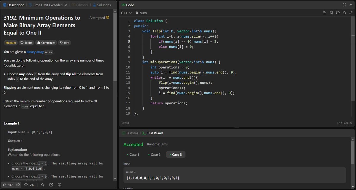 #day 86/90 Q. Minimum Operations to Make Binary Array Elements Equal to ...
