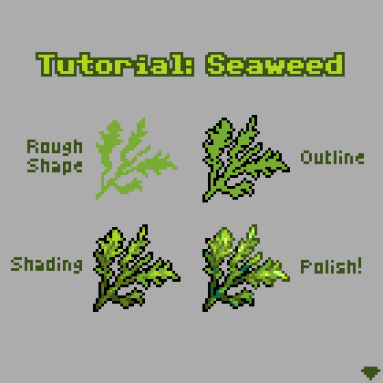 mirrutatep's tweet photo. Quick tutorial on how I drew some seaweed!

#pixelart https://t.co/xSfNHM0UNn