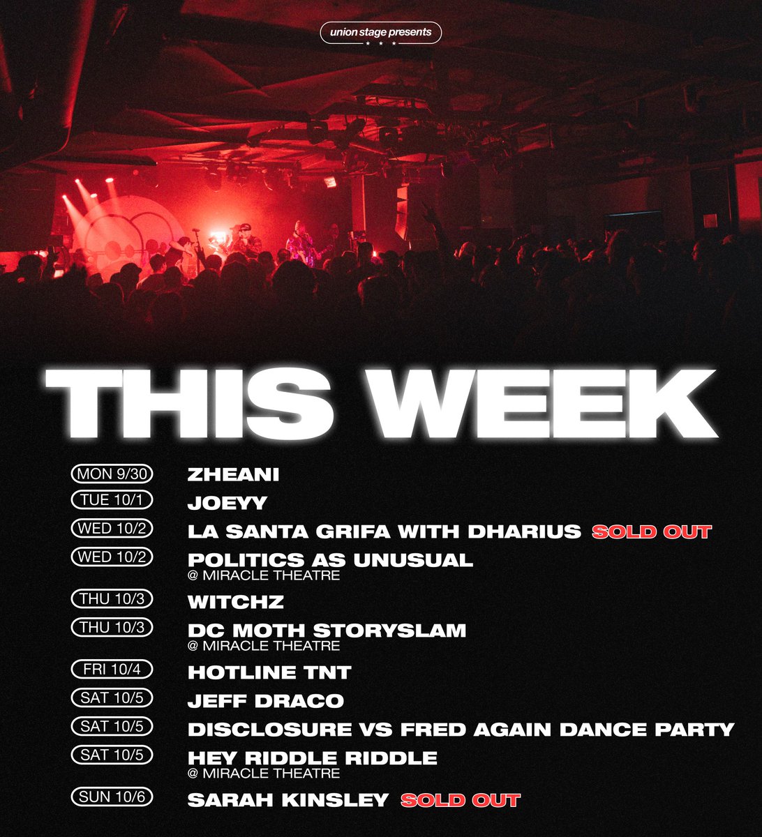 🌟 The lineup this week @ Union Stage! Which shows are you checking out?
