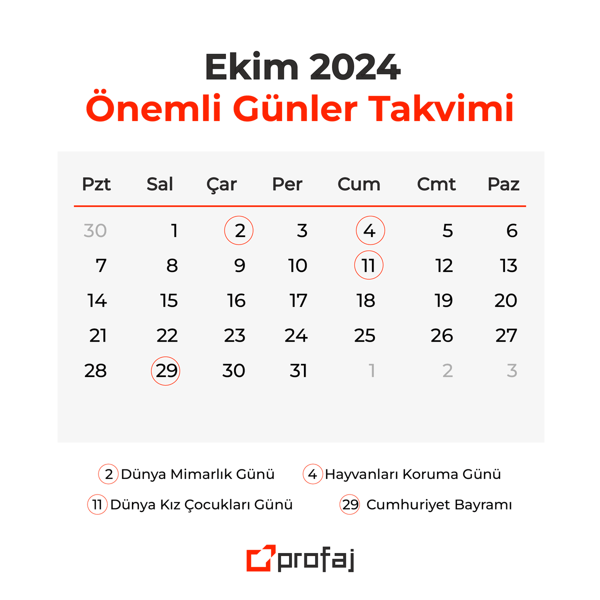 Profajcom's tweet photo. Sosyal medya ve dijital pazarlama çalışmalarınıza yön verecek Ekim ayındaki önemli günleri sizin için derledik. 📆

#DijitalPazarlama #Reklam #Tasarım #Video #SosyalMedya #WebSitesi #KurumsalKimlik #PazarlamaStratejileri #MarkaYönetimi https://t.co/SMVYxKi9Yj