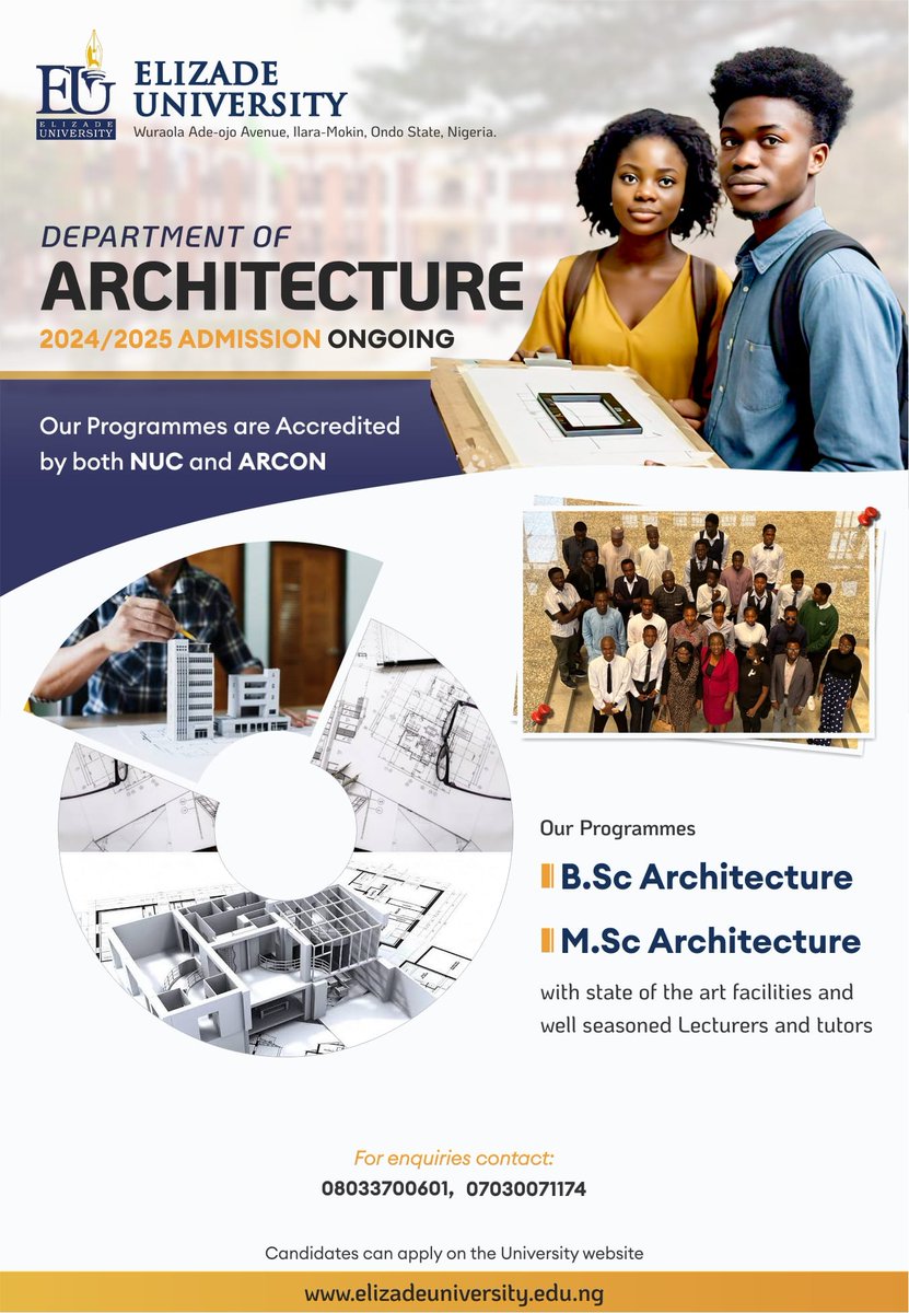 APPLY NOW: elizadeuniversity.edu.ng
Call: 070022553549233
