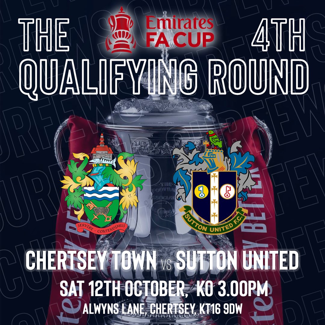 The draw has been made and we will entertain National League side <a href="/suttonunited/">Sutton United</a> in the FA Cup 4th Qualifying Round on Sat 12th October. Put the date in your diary, it’s going to be a big one!
