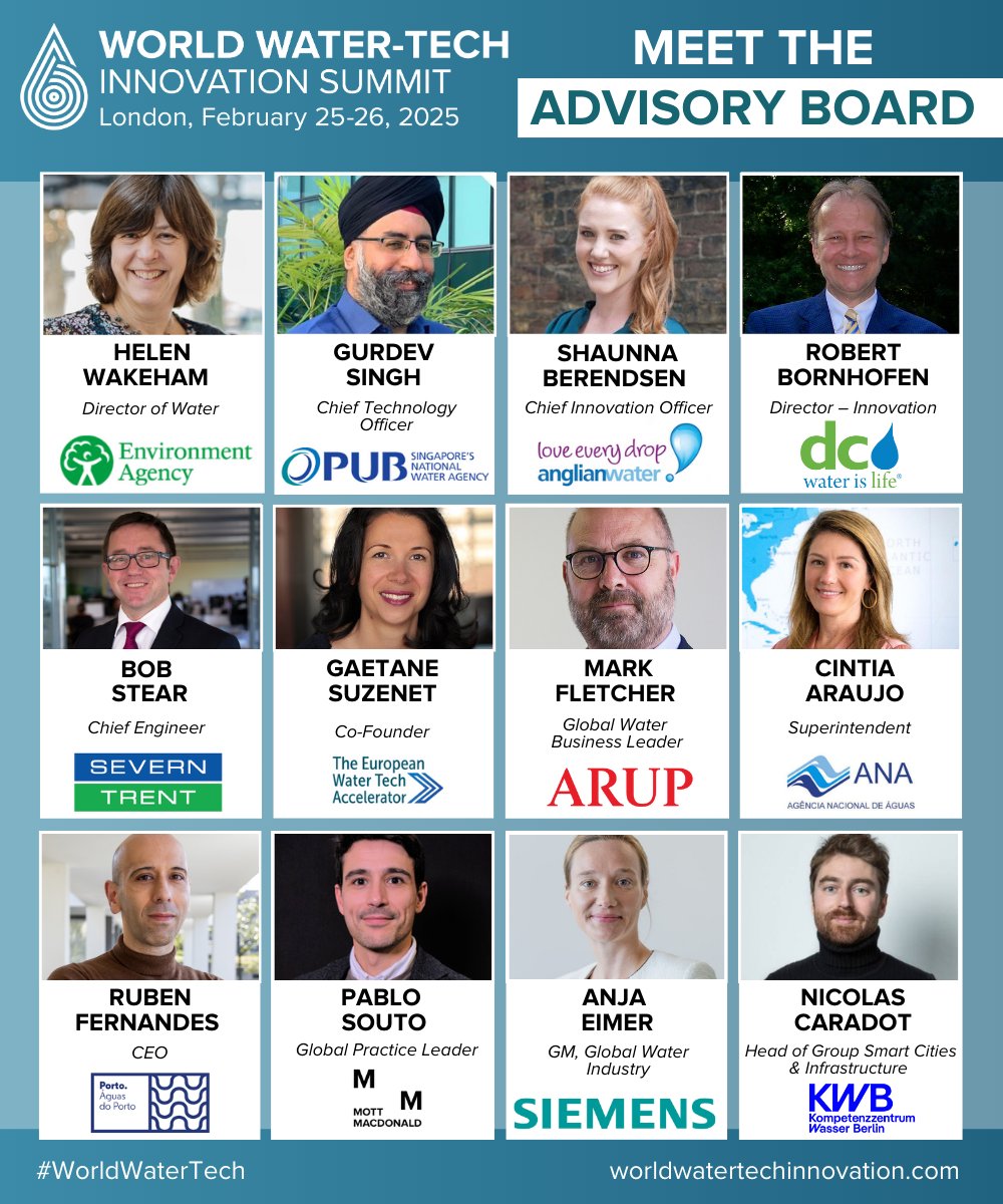 World Water-Tech (@worldwatertech) on Twitter photo Have you met the #AdvisoryBoard at <a href="/WorldWaterTech/">World Water-Tech</a> ?
Featuring top industry names from the global water sector, we have been working with experts to curate an exciting programme addressing the biggest challenges in the upcoming year.
See what's on: lnkd.in/eqeDCxWt Have you met the #AdvisoryBoard at <a href="/WorldWaterTech/">World Water-Tech</a> ?
Featuring top industry names from the global water sector, we have been working with experts to curate an exciting programme addressing the biggest challenges in the upcoming year.
See what's on: lnkd.in/eqeDCxWt