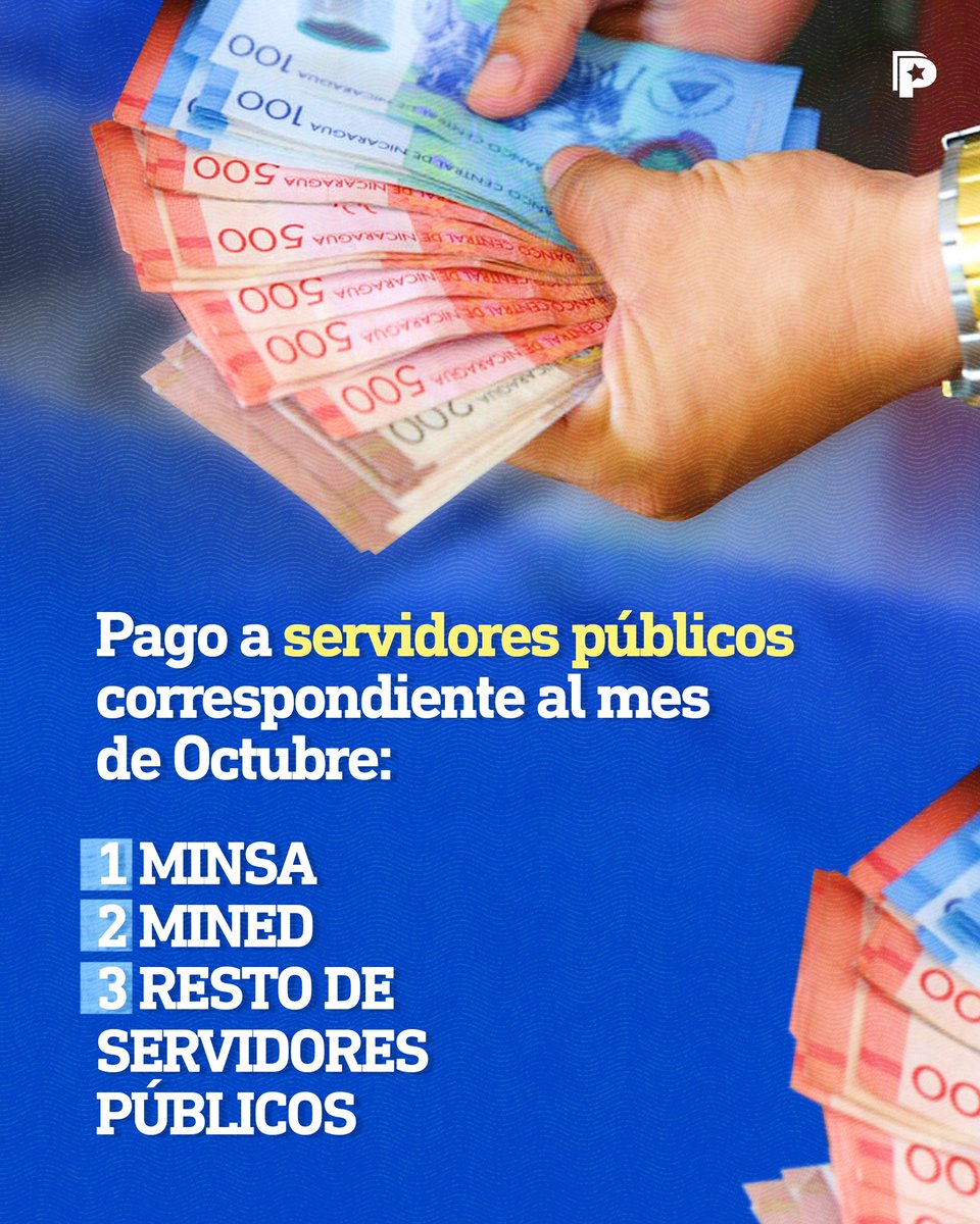 Trabajonica's tweet photo. Atención trabajadores del sector público, esta semana se efectuará el pago del mes de octubre.

@NicaraguaCuenta con @PrensaPopulr @AnaGomez_UNE y @FNT_Nicaragua https://t.co/KtbQugfRX5