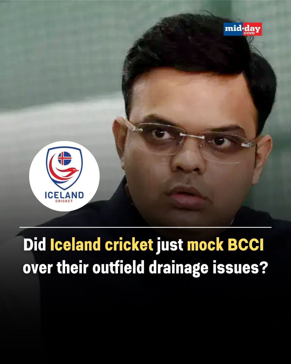 mid_day's tweet photo. #IcelandCricket humorously mocked the #BCCI on social media, suggesting that their outfield would drain faster if #India had Iceland's volcanic ash soil.
#Sports #OutfieldProblems #CricketFans #News https://t.co/a7TH9VGump
