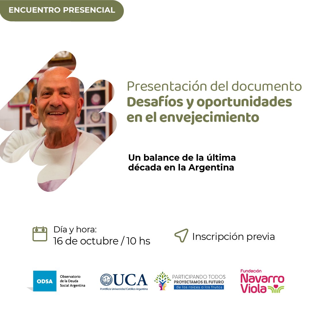 Presentación del documento Desafíos y oportunidades en el envejecimiento: Un balance de la última década en la Argentina con <a href="/ODSAUCA/">Observatorio de la Deuda Social Argentina (UCA)</a> y <a href="/UCA_Oficial/">UNIVERSIDAD CATÓLICA ARGENTINA (UCA)</a>

Inscripción fnv.org.ar/presentacion-d…

#FNV #FNVpersonasmayores #personasmayores #derechos #vejez #MesDeLasPersonasMayores
