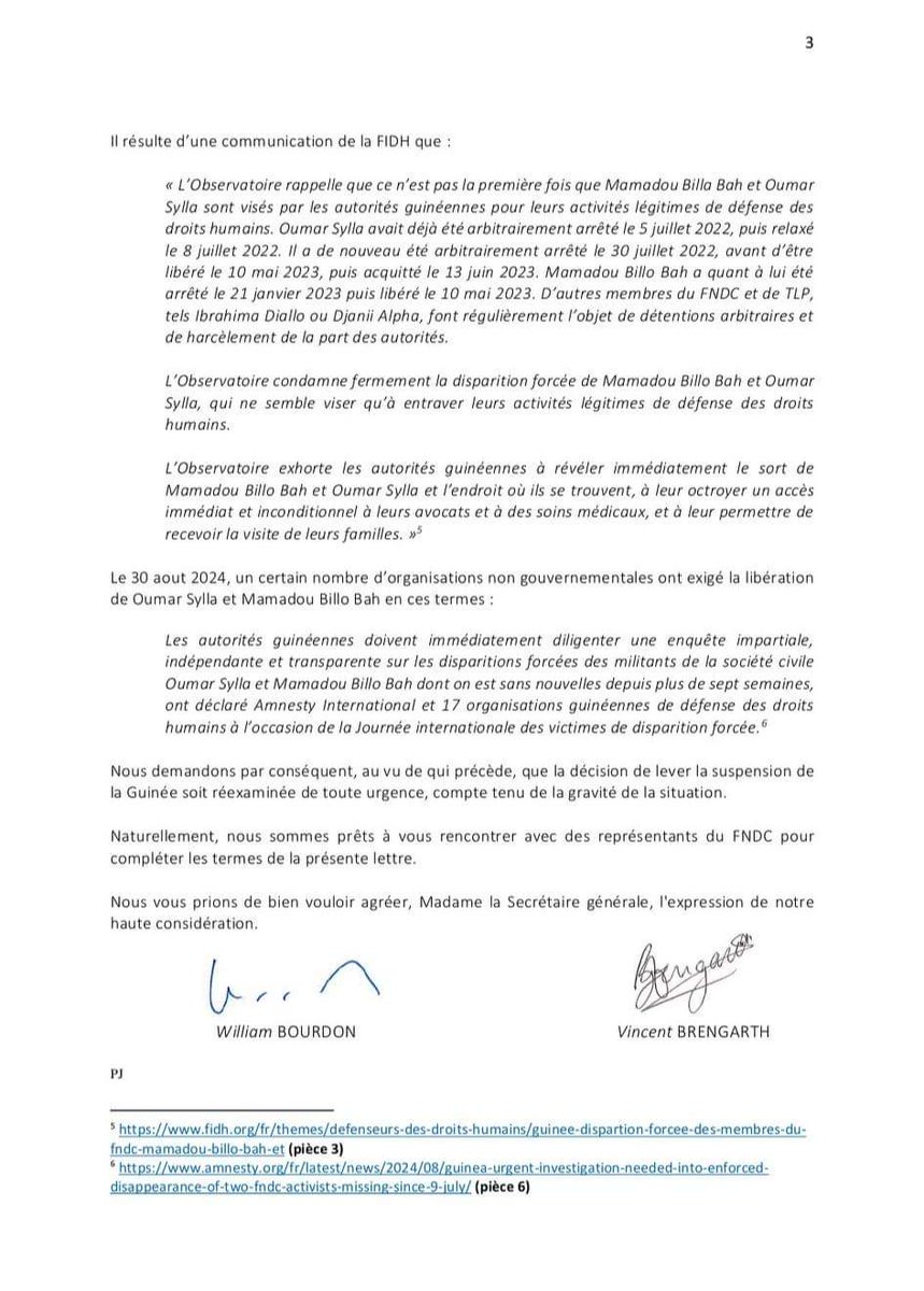 FNDC_Gn's tweet photo. Nos avocats ont contesté la levée de la suspension de la Guinée au sein de la Francophonie.
Vu les violations répétées des droits humains et demandent la révision de la décision compte tenu de la gravité de la situation
#FreeFonikeEtBillo #LibérezLesMedias #TransitionMandatMaara https://t.co/Zmb2GvuqQ5