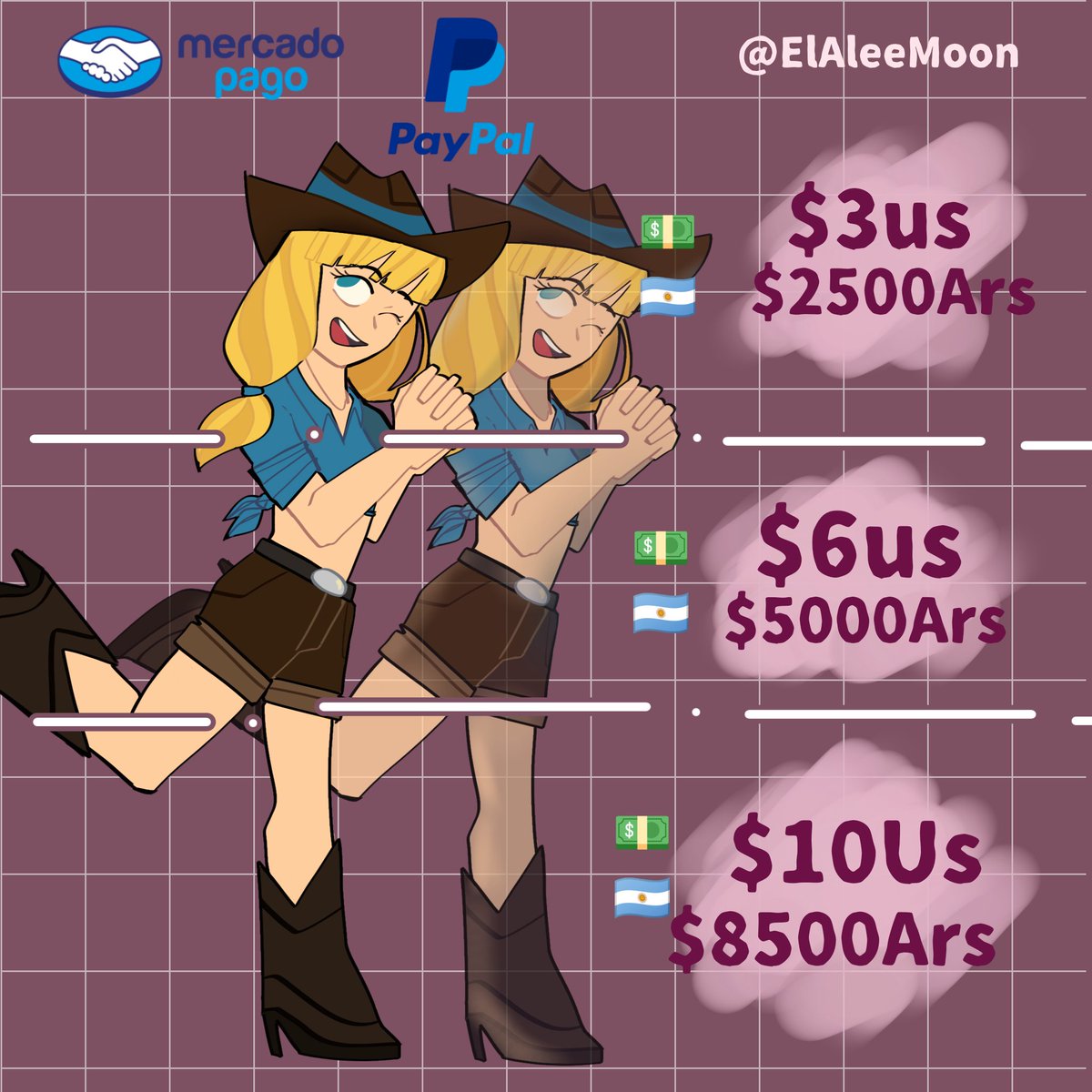 Elale_ee's tweet photo. ACTUALIZACIÓN DE LAS COMISIONES!//UPDATES!
Se agregaron más opciones y estilos para que tengan para elegír! Espero y sea de su agrado✨
#comisionesabiertas #opencomisions #opencomision #opencomss #comisiones #art #fanart #furry https://t.co/00gABnjQ3D