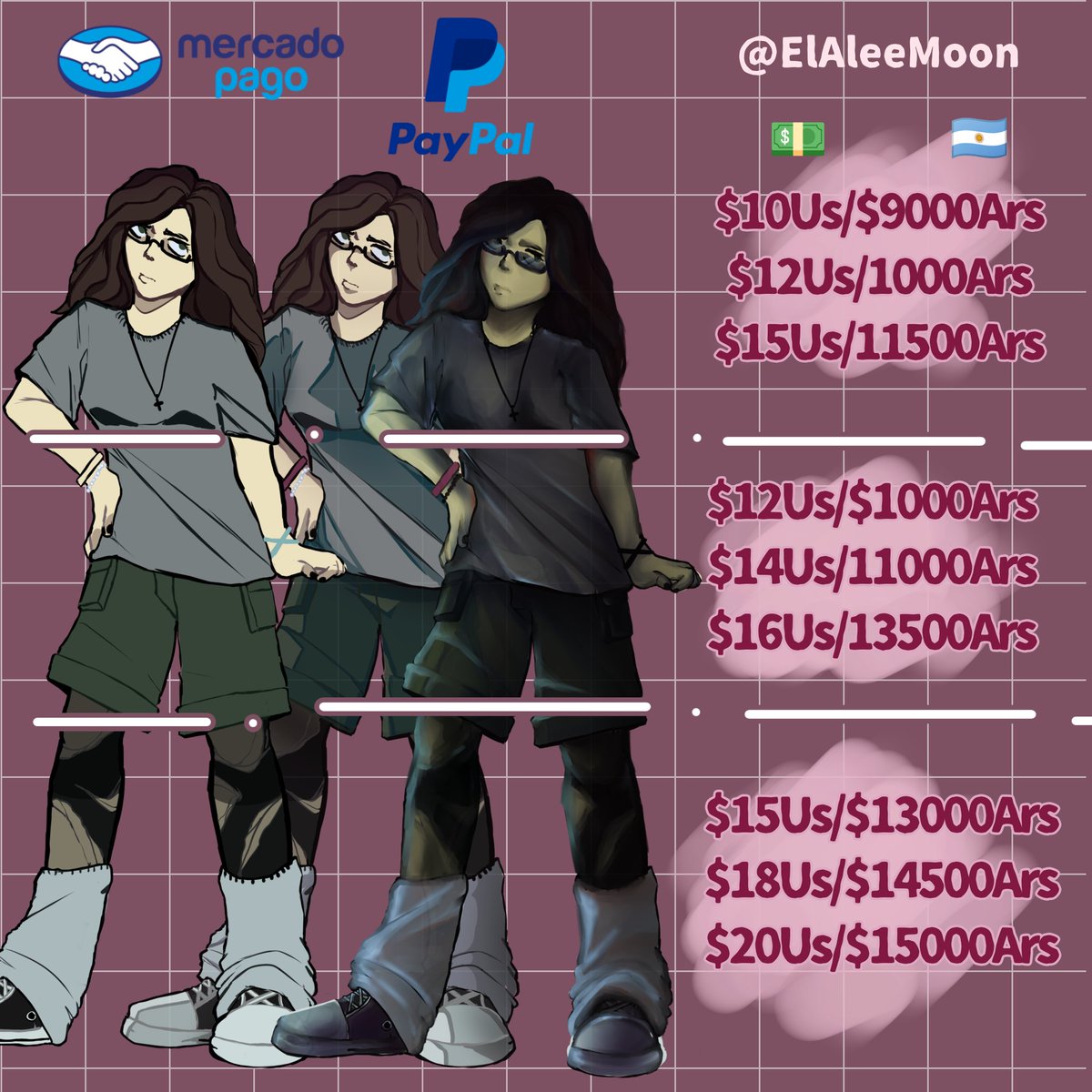 Elale_ee's tweet photo. ACTUALIZACIÓN DE LAS COMISIONES!//UPDATES!
Se agregaron más opciones y estilos para que tengan para elegír! Espero y sea de su agrado✨
#comisionesabiertas #opencomisions #opencomision #opencomss #comisiones #art #fanart #furry https://t.co/00gABnjQ3D