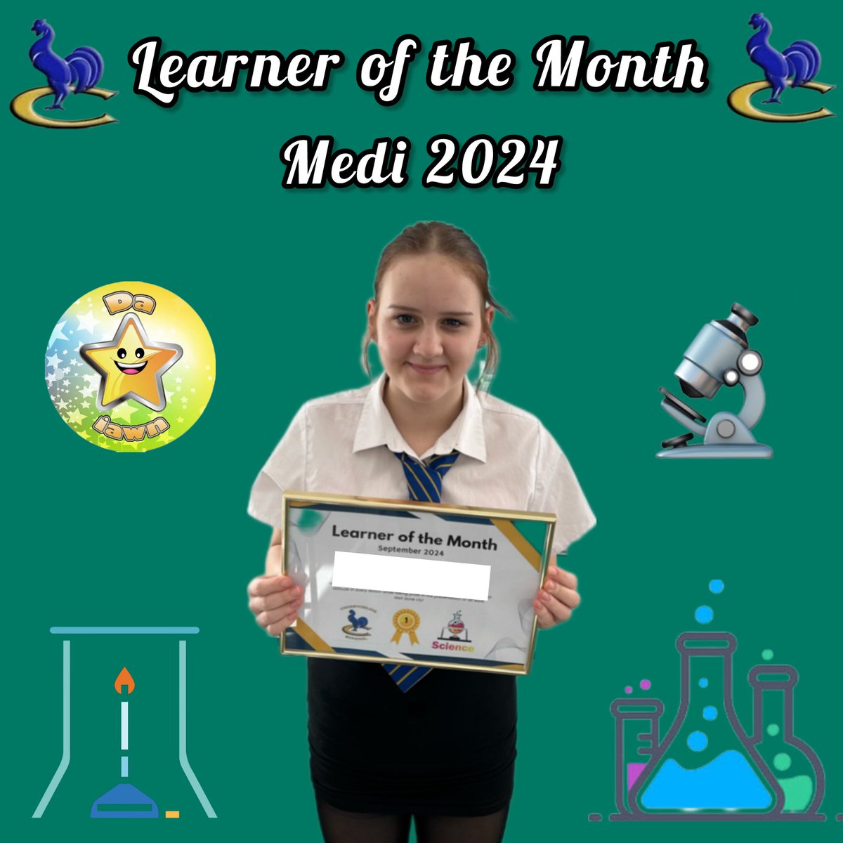 Science Learner of the Month for September is Lily-Grace. 
Lily has made an impressive start to science in year 10. Fully engaging in every lesson and completing all work to an outstanding standard. 
Amazing effort. Well done Lily-Grace!