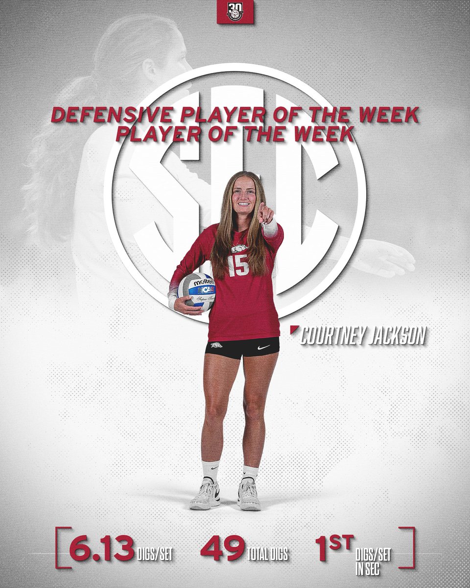 Razorback Volleyball (@razorbackvb) on Twitter photo Home Court advantage 🐗
1️⃣5️⃣ continued her dominant season in our first two of conference play and has been named <a href="/SEC/">Southeastern Conference</a> Defensive Player of the Week AND Player of the Week! 👏
📰 bit.ly/4gMJOOb Home Court advantage 🐗
1️⃣5️⃣ continued her dominant season in our first two of conference play and has been named <a href="/SEC/">Southeastern Conference</a> Defensive Player of the Week AND Player of the Week! 👏
📰 bit.ly/4gMJOOb