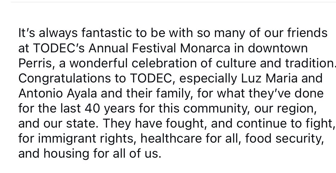 Senator Richard Roth (@generalroth) on Twitter photo It’s always fantastic to be with so many of our friends at <a href="/TODEC1/">TODEC Legal Center</a> Annual Festival Monarca in downtown Perris, a wonderful celebration of culture and tradition. Congratulations to TODEC, especially Luz Maria and Antonio Ayala and their family. It’s always fantastic to be with so many of our friends at <a href="/TODEC1/">TODEC Legal Center</a> Annual Festival Monarca in downtown Perris, a wonderful celebration of culture and tradition. Congratulations to TODEC, especially Luz Maria and Antonio Ayala and their family.