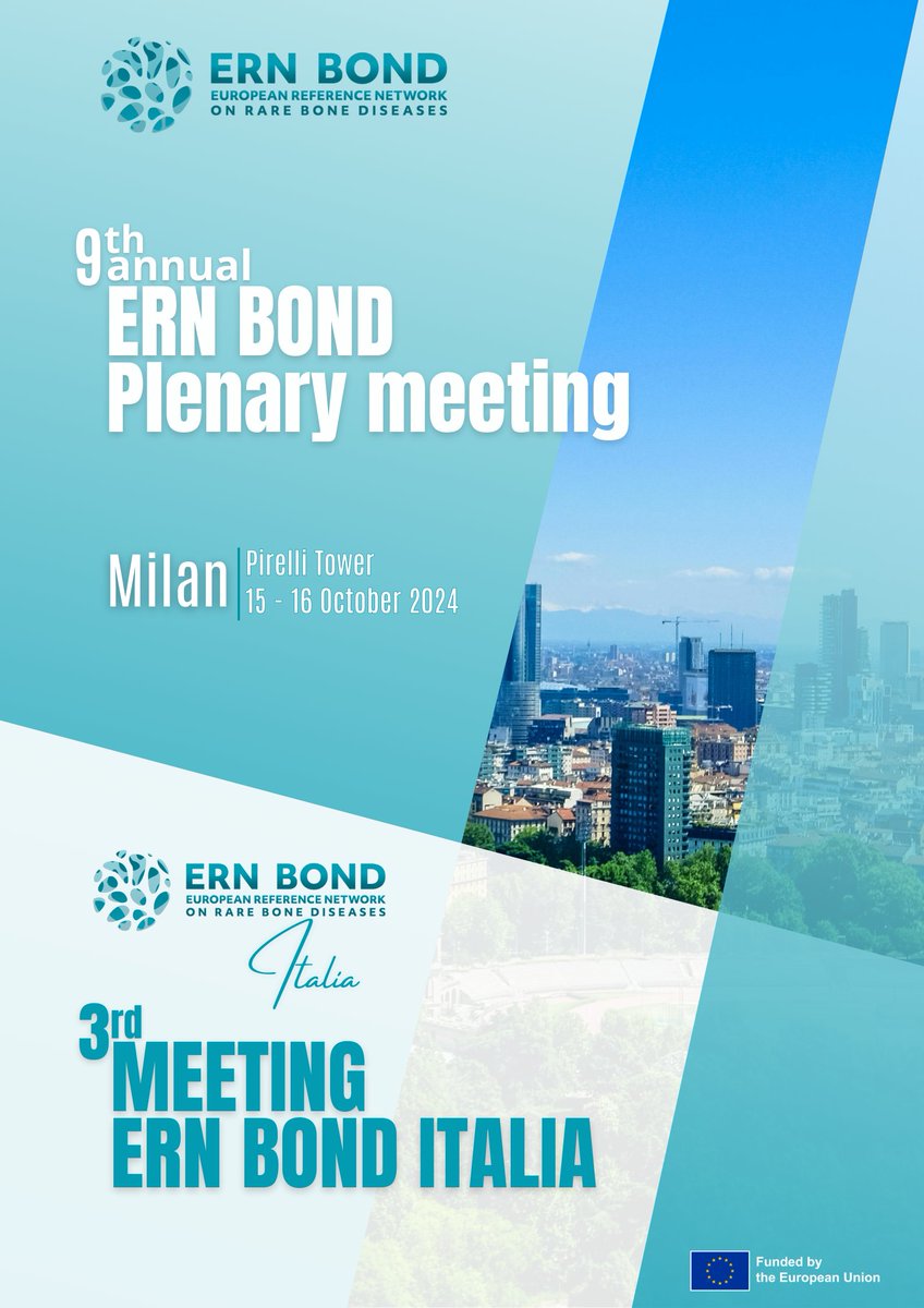 🗣️🇮🇹 On the afternoon of 16 October the ERN BOND Italia Meeting will be held for Italian ERN BOND members.

The programme will be shared soon!!

hashtag#ERNBOND hashtag#plenarymeeting hashtag#milan hashtag#ernbonditalia