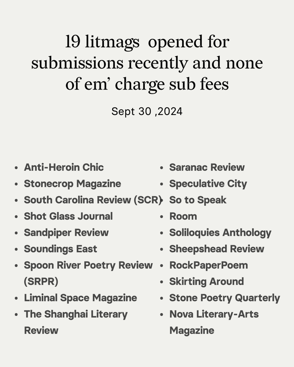 Where to submit this week!

Submission info here: bit.ly/m/ChillSubs

#WritingCommmunity