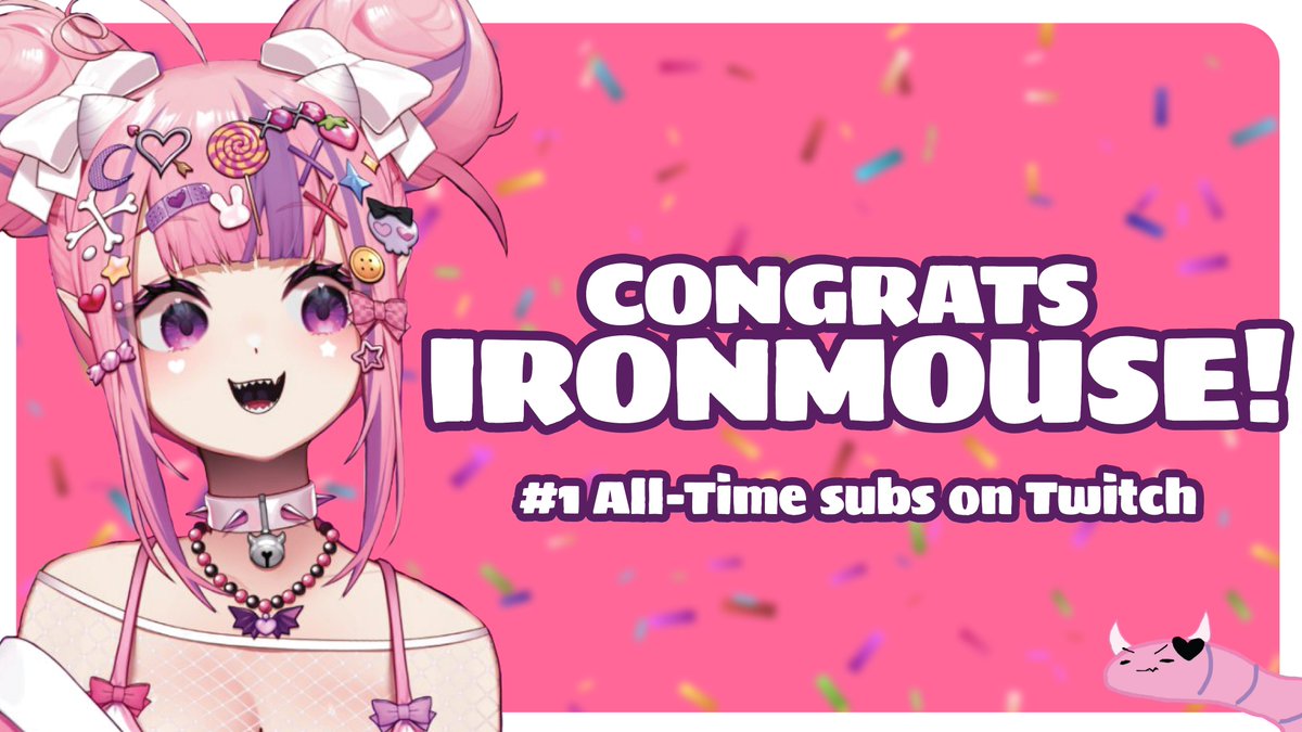 She did it!!! 🥳🎉🎉🎉😈

VShojo would like to congratulate our very own <a href="/ironmouse/">💖ironmouse🇵🇷😈VSHOJO💖</a> for smashing the #1 all-time Twitch subscribers record!

#VShojo