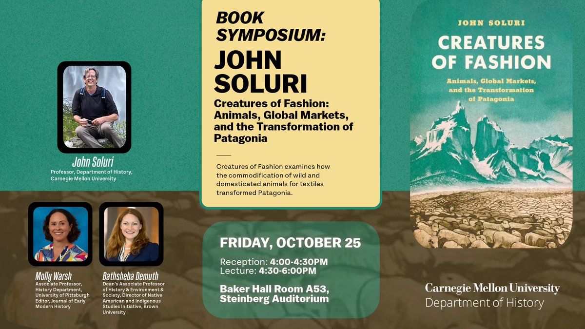 Please join us on Friday, October 25th from 4PM-6PM for Professor John Soluri's Book Symposium. This symposium will celebrate Soluri's new book Creatures of Fashion. See details below, refreshments will be provided.