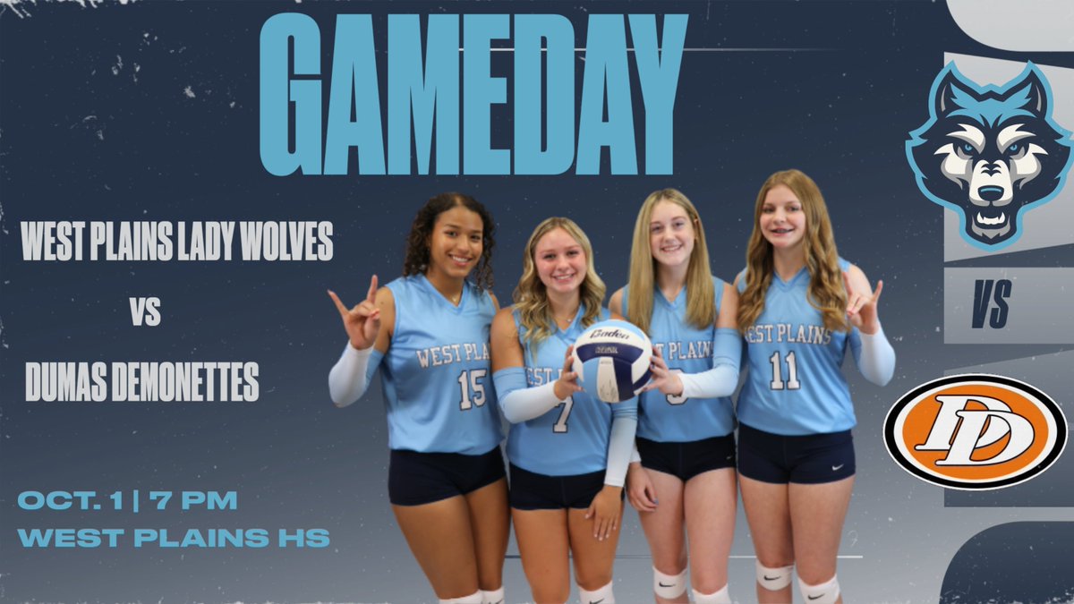 CanyonAthDept's tweet photo. Home district game tonight for @WPlainsVB as they host the Dumas Demonettes. 9th at 5:00, JV at 6:00 and Varsity at 7:00. https://t.co/cXRrR28xu0