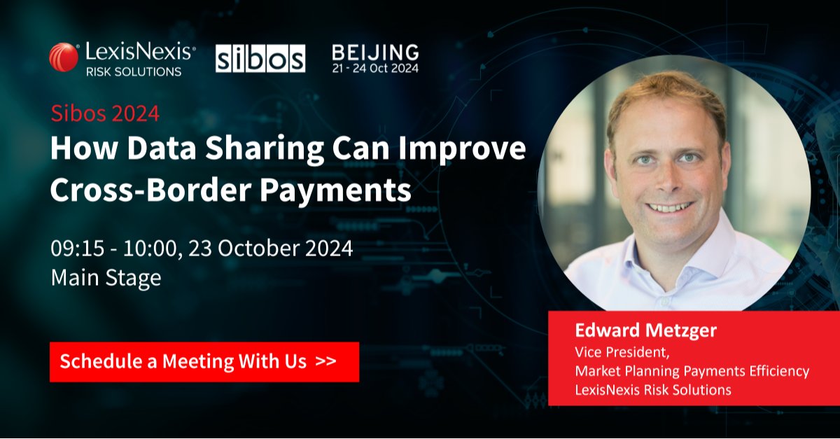 _delfinafranco's tweet photo. Attending #Sibos2024? Join Edouard Metzger of LexisNexis Risk Solutions and a panel of experts on the Main Stage as they discuss how data sharing can improve cross-border payments. Schedule a meeting with us! I work for LexisNexis Risk Solutions. https://t.co/G1HaWdxe07 https://t.co/XhWkAMGzge