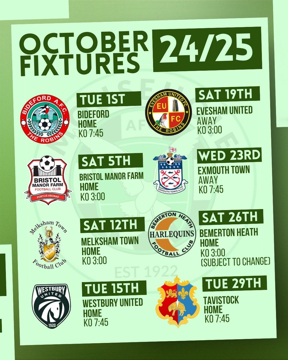 🗓️ | OCTOBER 2⃣0⃣2⃣4⃣ FIXTURES