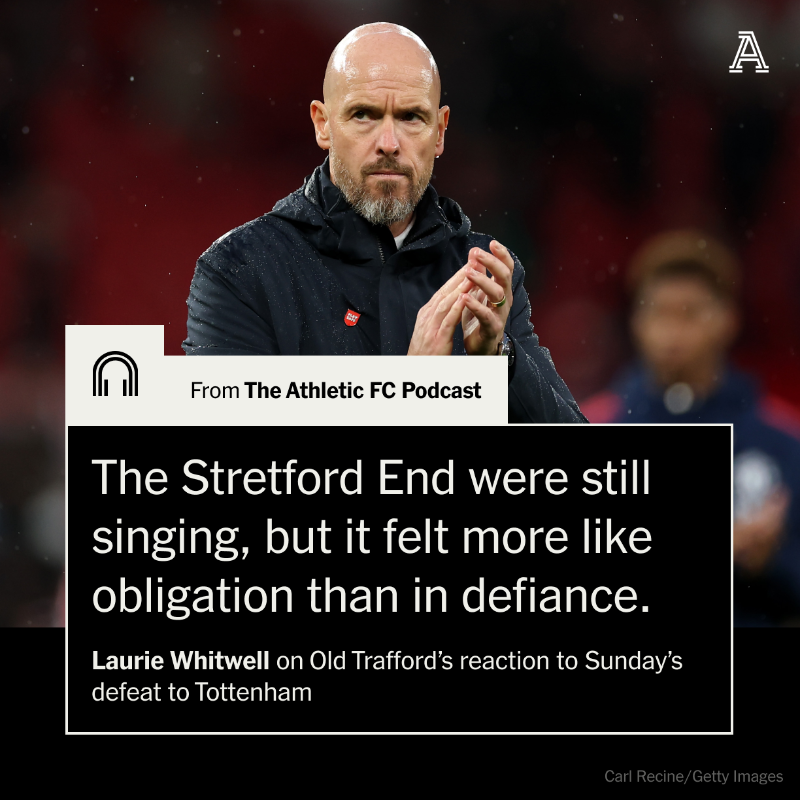 TheAthleticFC's tweet photo. Are Manchester United fans still behind Erik ten Hag?

@lauriewhitwell says the mood inside Old Trafford suggests match-going supporters aren't convinced... #MUFC

🎙️ 𝗧𝗛𝗘 𝗔𝗧𝗛𝗟𝗘𝗧𝗜𝗖 𝗙𝗖 𝗣𝗢𝗗𝗖𝗔𝗦𝗧
🎧 Listen here: https://t.co/iKT3jEVpmM