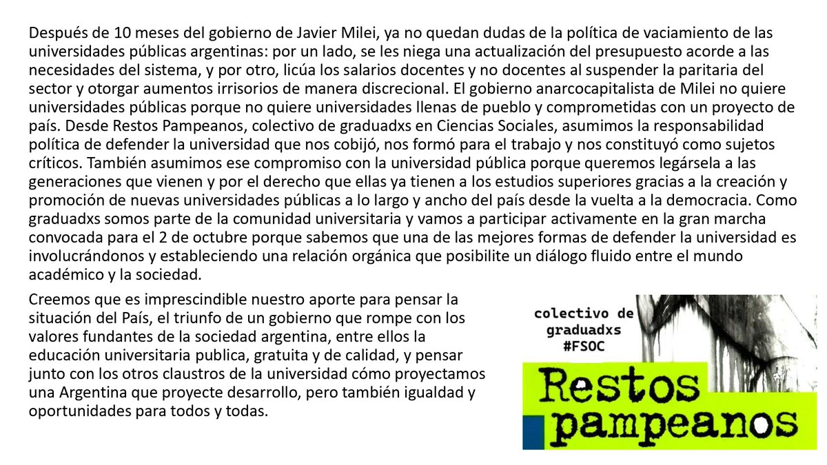 RestosPampeanos's tweet photo. #marchauniversitaria https://t.co/zNKt5yXXL0