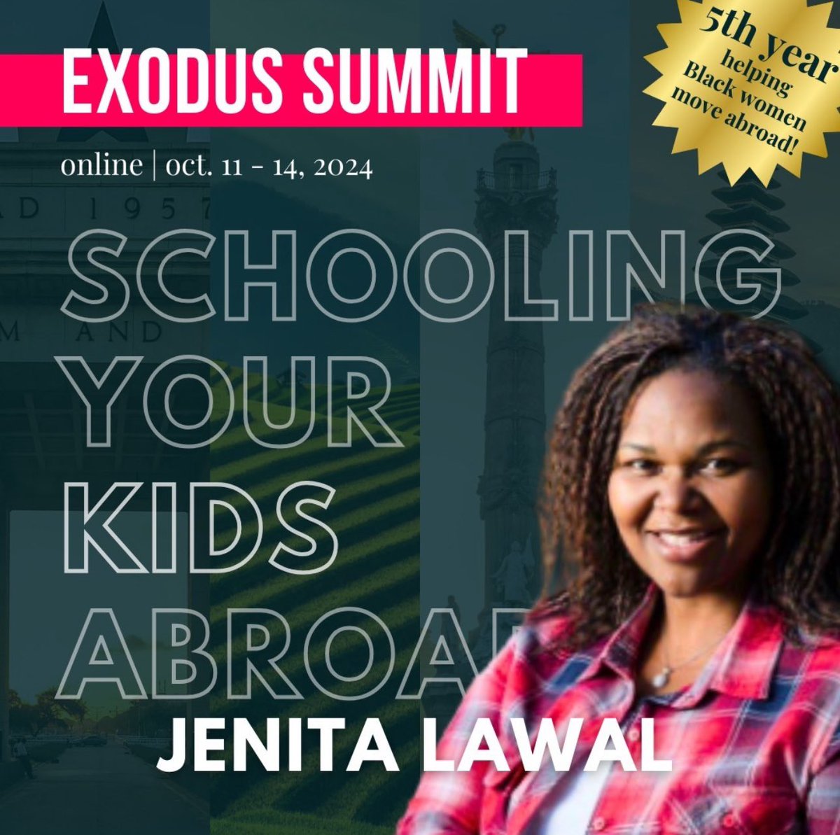 Jenita Lawal is a community builder &amp; location-independent business owner who mentors others &amp; runs a microschool for homeschooling families abroad. Her session, "Schooling Your Kids Abroad," is essential for parents navigating international education. exodussummit.com