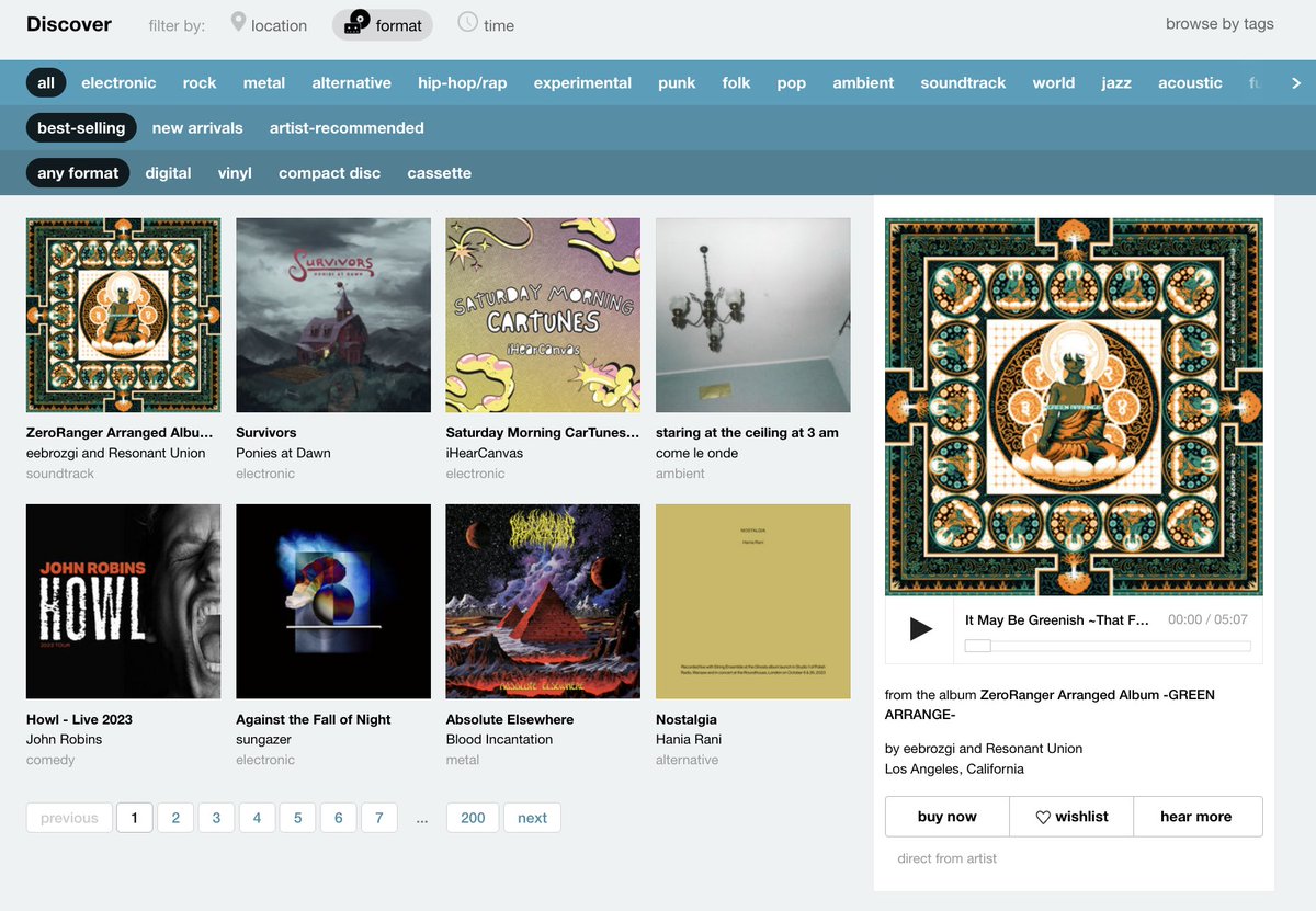 Curious what other Bandcamp fans are adding to their collections? Head to bandcamp.com/discover and find your new favorite.