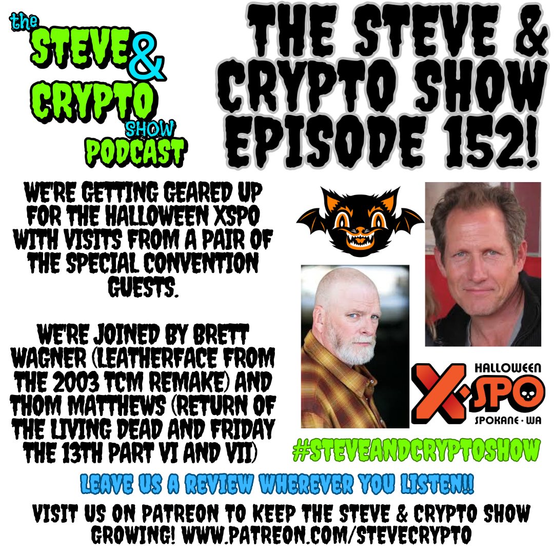 thestevestrout's tweet image. Working on the latest Steve &amp;amp; Crypto Show episode (steveandcrypto.com), and gearing up for our appearance this weekend at the Halloween Xspo in Spokane, WA! Hope some of the #MutantFam that can't do Vegas join us in Spokane! #SteveAndCryptoShow #promotehorror #spookyseason