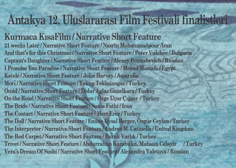 Antakya 12. Uluslararası Film Festivalinin finalistleri