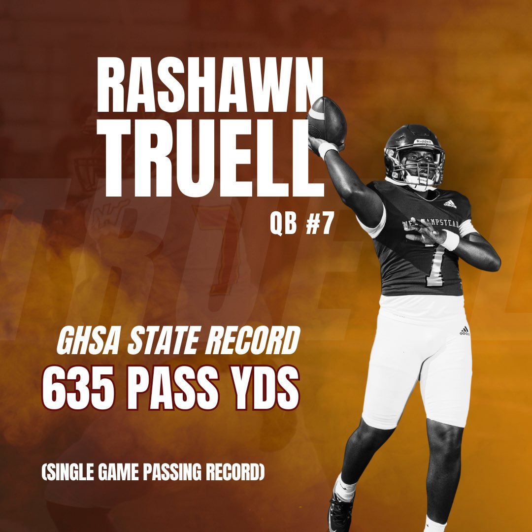 Tough loss on Saturday, but history was made!
Rashawn Truell breaks the single game passing record in GA vs the defending 4A state champs Perry High School. 🔥🐦‍🔥