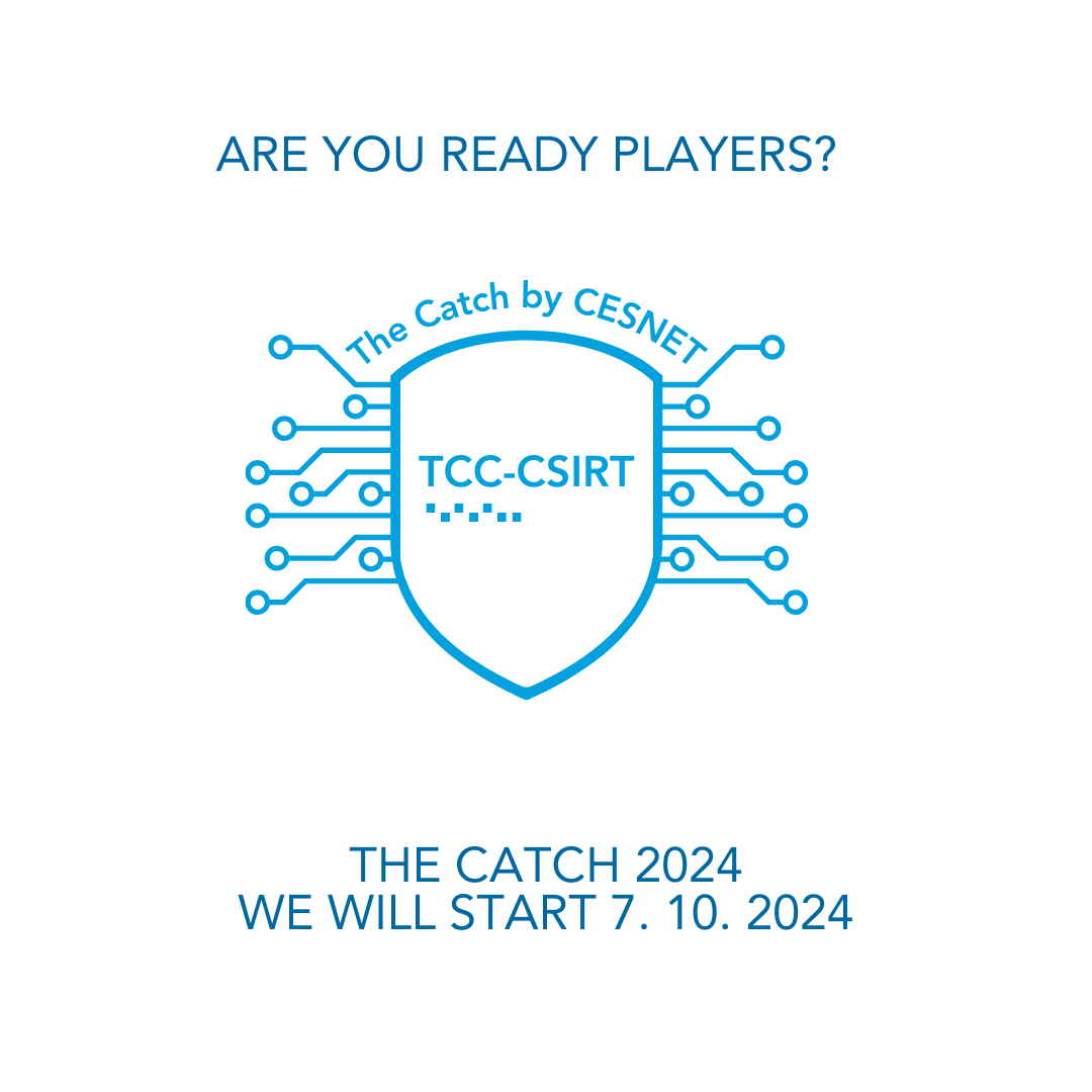CESNET (@cesnet_cz) on Twitter photo Říjen je Měsícem kybernetické bezpečnosti! A proto The Catch je zpět. Začínáme 7. 10. ve 12:00! Letos vás vtáhneme do vzrušujícího světa bezpečnostních týmů, protože <a href="/CESNET_CERTS/">CESNET CERTS</a>, slaví 20 let od svého založení. Zapojte se a získejte skvělé ceny.
thecatch.cz Říjen je Měsícem kybernetické bezpečnosti! A proto The Catch je zpět. Začínáme 7. 10. ve 12:00! Letos vás vtáhneme do vzrušujícího světa bezpečnostních týmů, protože <a href="/CESNET_CERTS/">CESNET CERTS</a>, slaví 20 let od svého založení. Zapojte se a získejte skvělé ceny.
thecatch.cz