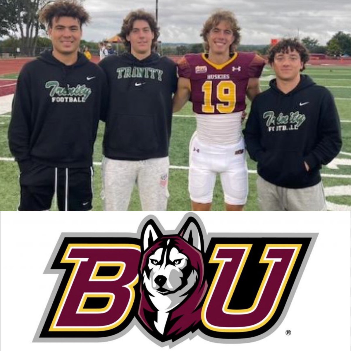 Some of the Rocks had a great weekend checking out college gameday atmospheres at Temple &amp; Bloomsburg Universities. Our guys also got to link up with Trinity Football Alum Caleb Wray (‘23) after his game at Bloomsburg! 
☘️🦉🐺