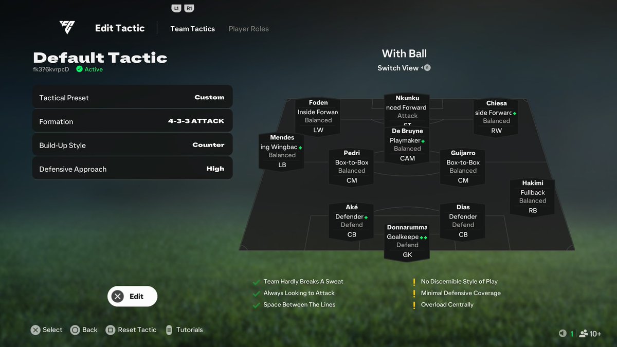 🚨 433 tactics 🚨

- Plays as a OG 4321/4231 with wingers close to the box and your striker.
- Good for recycles. 
- Fast counters with the L2 + Triangle passes. 
- Good passing formation. 

And most important, fun to play :) 

Code: fk3?6kvrpcD
