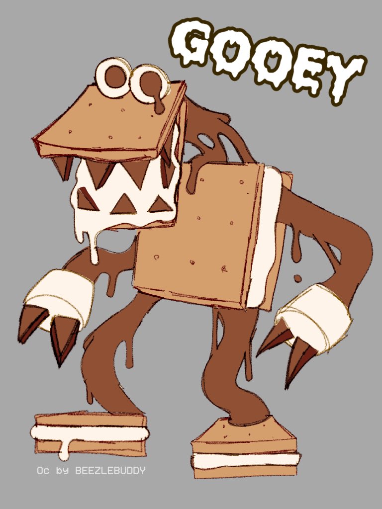 BUDDYS_INFERNO's tweet photo. Taffy Tails oc !!! Her name is GOOEY!!! Funny smore monster https://t.co/QY781tEoTv