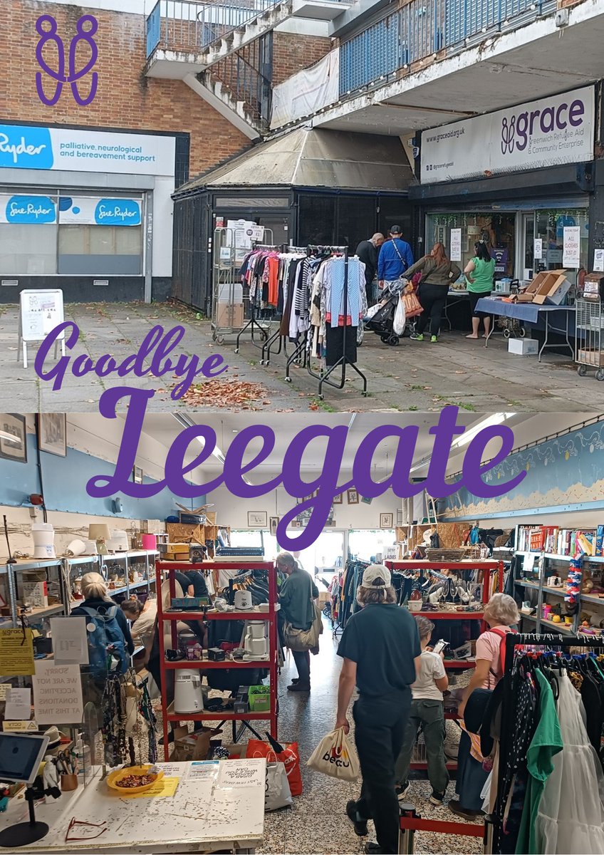 After 7 happy years, we said a fond farewell to our charity shop at the Leegate Centre today 📷. We'll soon open our new shop at 332 Lee High Road (less than a 10-minute walk away) Thanks to everyone who has visited and supported GRACE over the years, new opening date soon!