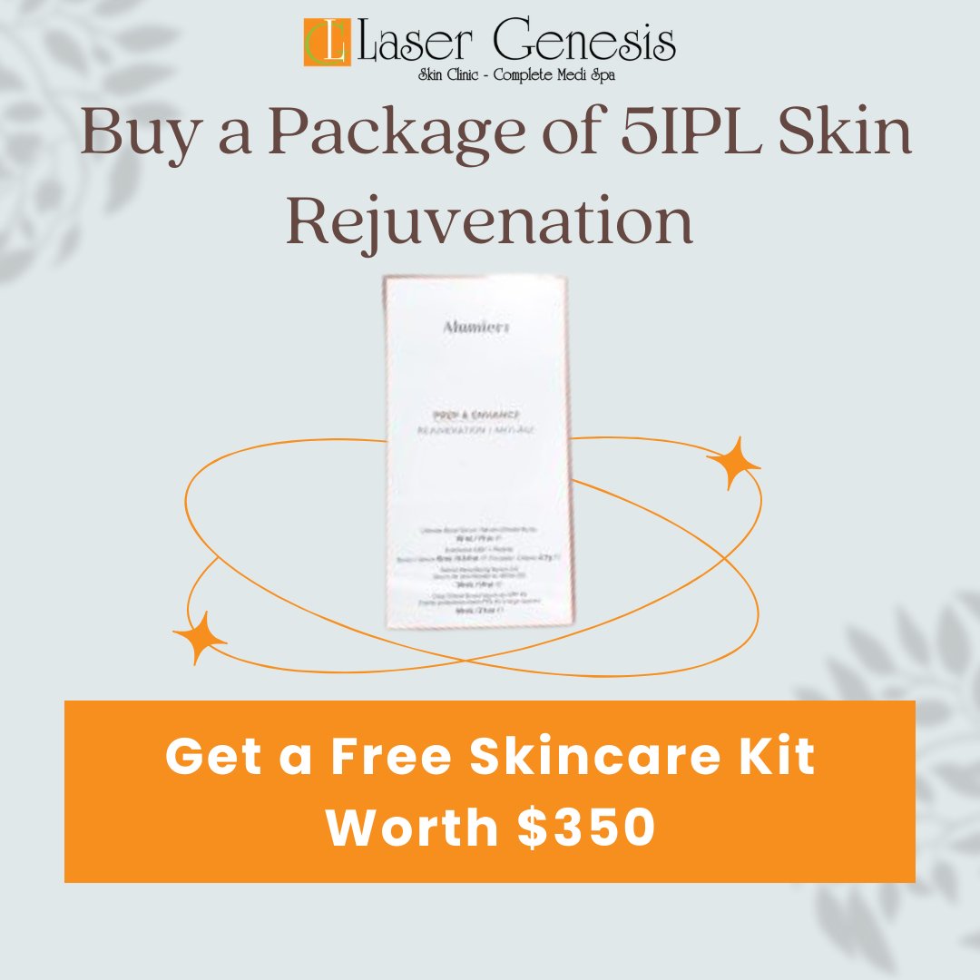 Buy 5 IPL Skin Rejuvenation treatments and get a FREE skincare kit worth $350! 🎁

Visit: lasergenesis.ca/product/prep-e…

Phone: +1 905-891-3833 

Email: info@lasergenesis.ca