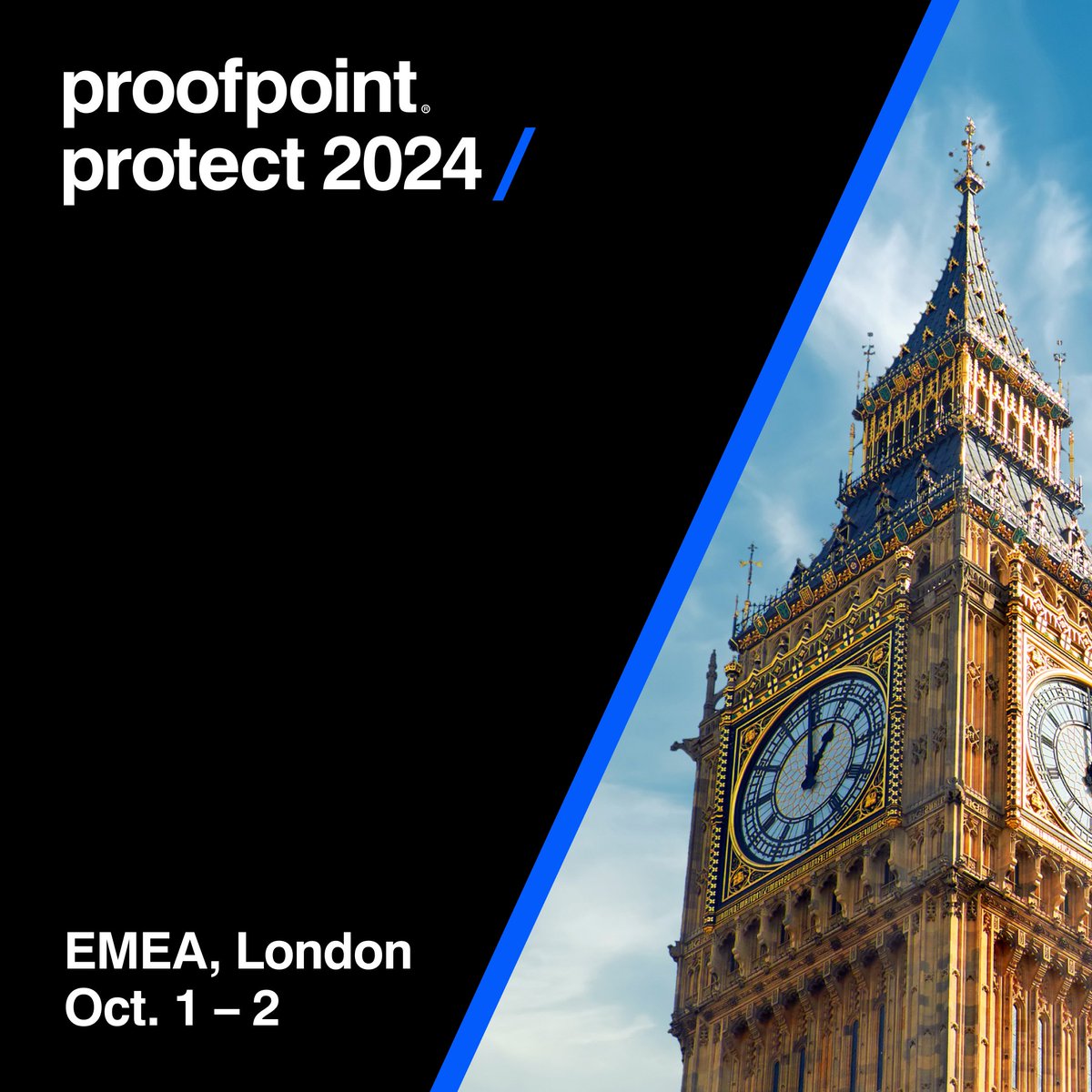 kletain's tweet photo. .@Proofpoint Protect EMEA is happening this week in London, England.

Attendees will have access to exclusive expert insights, certified training courses, interactive workshops and much more—all centered around #HumanCentricSecurity.

See the agenda: https://t.co/uHO71FbVmk. https://t.co/EQ7HMkEzHU