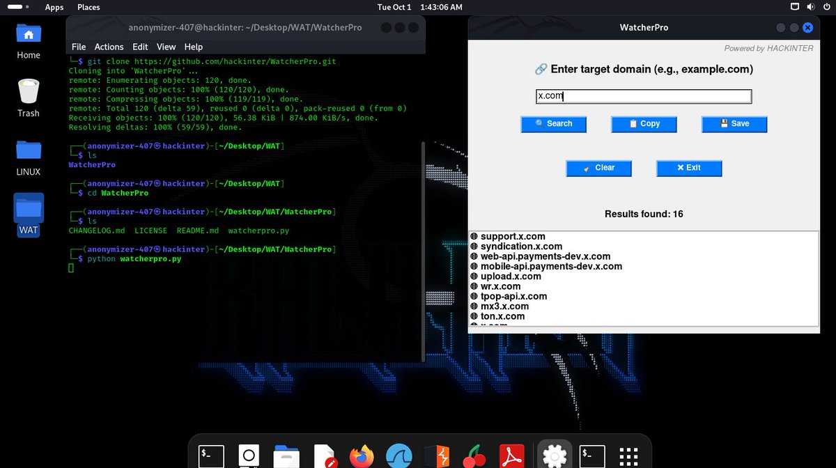 _anonix_z's tweet image. 🚀 Exciting update! 🎉 WatcherPro has added new features and enhanced performance for subdomain discovery. 🔍🔄 Check it out and try it now!
👉 GitHub: github.com/hackinter/Watc…

#WatcherPro #SubdomainFinder #GitHub #HackingTools