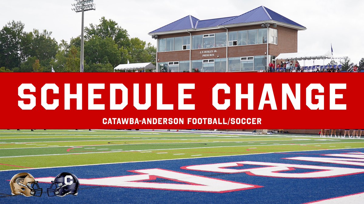🚨𝙎𝘾𝙃𝙀𝘿𝙐𝙇𝙀 𝘾𝙃𝘼𝙉𝙂𝙀🚨

Due to the effects of Hurricane Helene, the Catawba-Anderson football game will be played at Shuford Stadium on Sunday, Oct. 6 at 2 p.m.

Catawba-AU soccer game times have also been adjusted.

Release | bit.ly/3Y26HG7

#CatawbaCulture