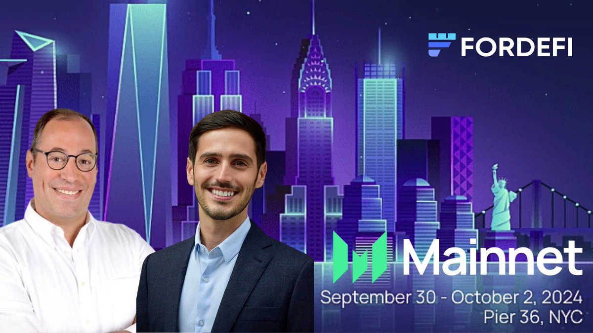 FordefiHQ's tweet photo. ๐ Catch the Fordefi team at this week's #Mainnet2024 conference in NYC!
Weโd love to connect, meet up, and talk all things #DeFi. DM us on Telegram (@ FORDEFI), to set up a time! ๐ #Web3 #NYC #MessariMainnet @MessariCrypto https://t.co/TDUr1YjpvC