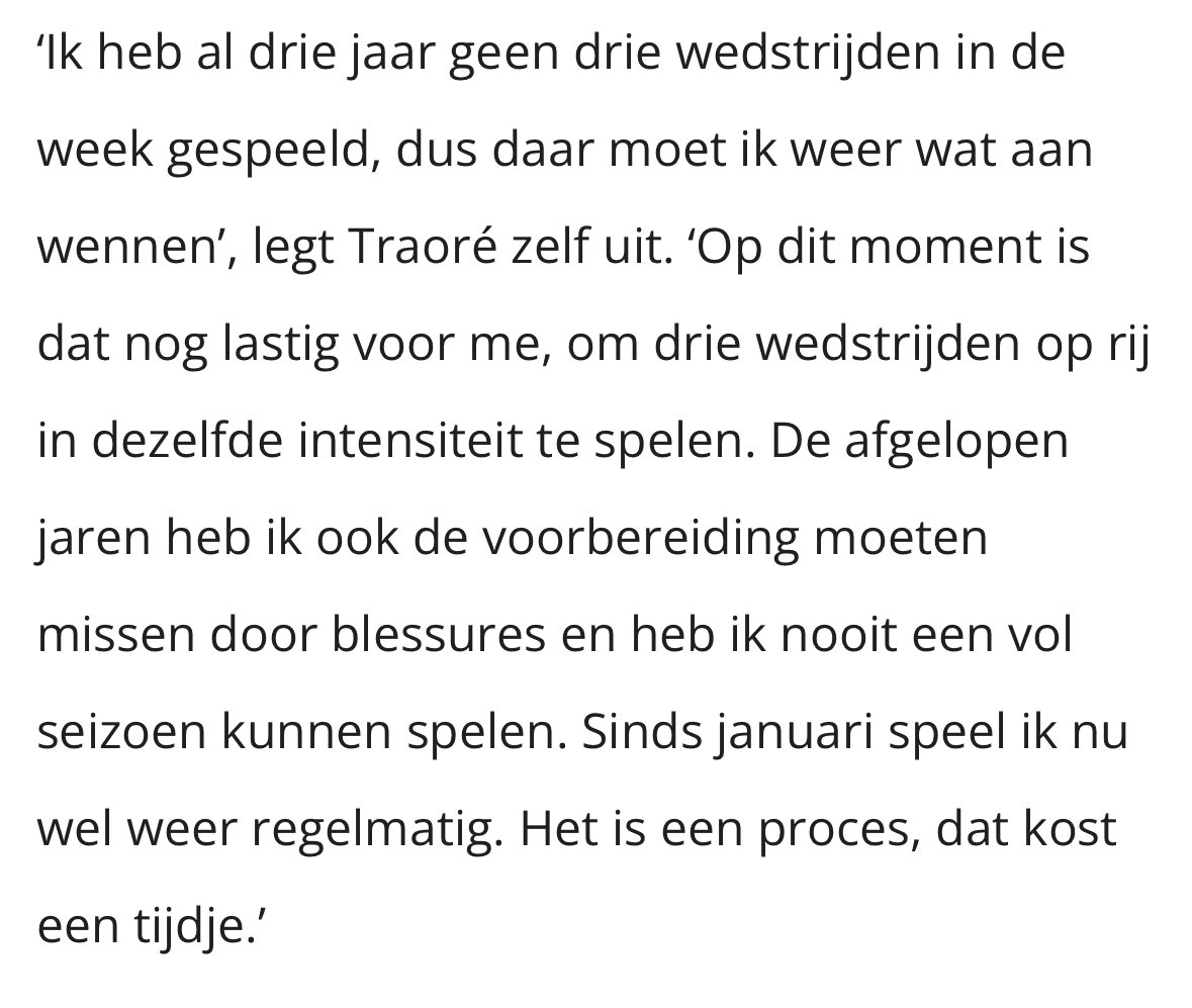 bart_sanders's tweet image. Iedereen heeft weer een mening over het wisselbeleid van Francesco Farioli. 

Wat men gemakshalve vergeet is dat Farioli rouleert uit noodzaak, niet uit luxe. Dat is een groot verschil. 

En Bertrand Traoré bevestigd vandaag in @VI_nl zijn gelijk: